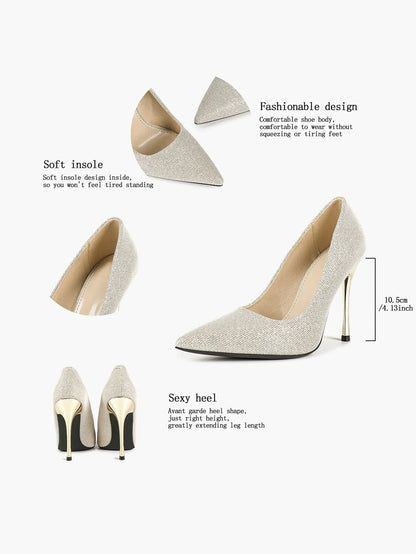Women's Closed Pointed Toe Classic Stiletto Heels for Wedding Party Evening Dress Shoes YISHIFAN