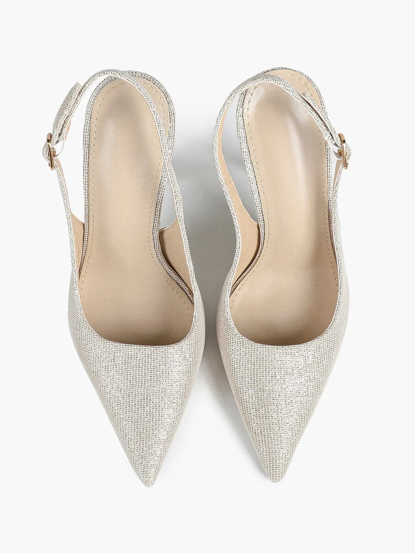 Women's Metallic Slingback Stiletto Pointed Toe with 4.13 Inch heel for Wedding Party Shoes YISHIFAN