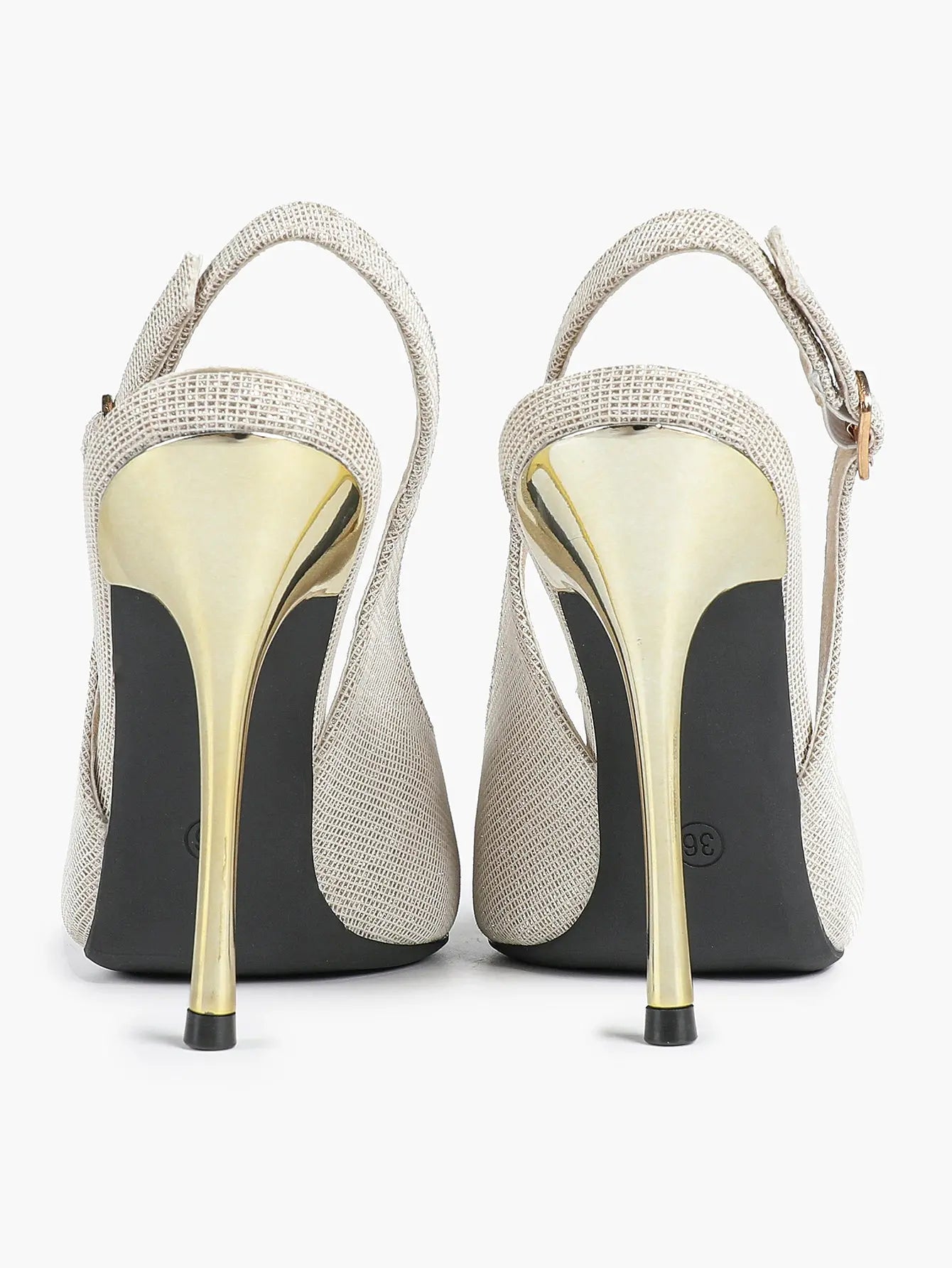 Women's Metallic Slingback Stiletto Pointed Toe with 4.13 Inch heel for Wedding Party Shoes YISHIFAN