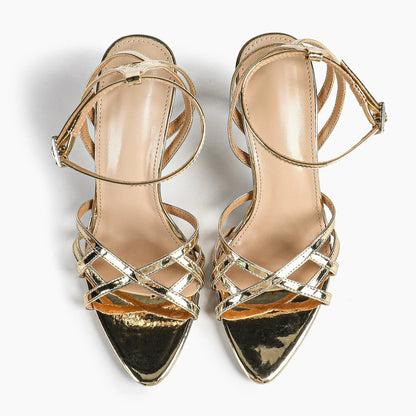 Leather Stiletto Heels for Women Open Pointed Toe Cross Ankle Strap Sandals for Wedding Party YISHIFAN