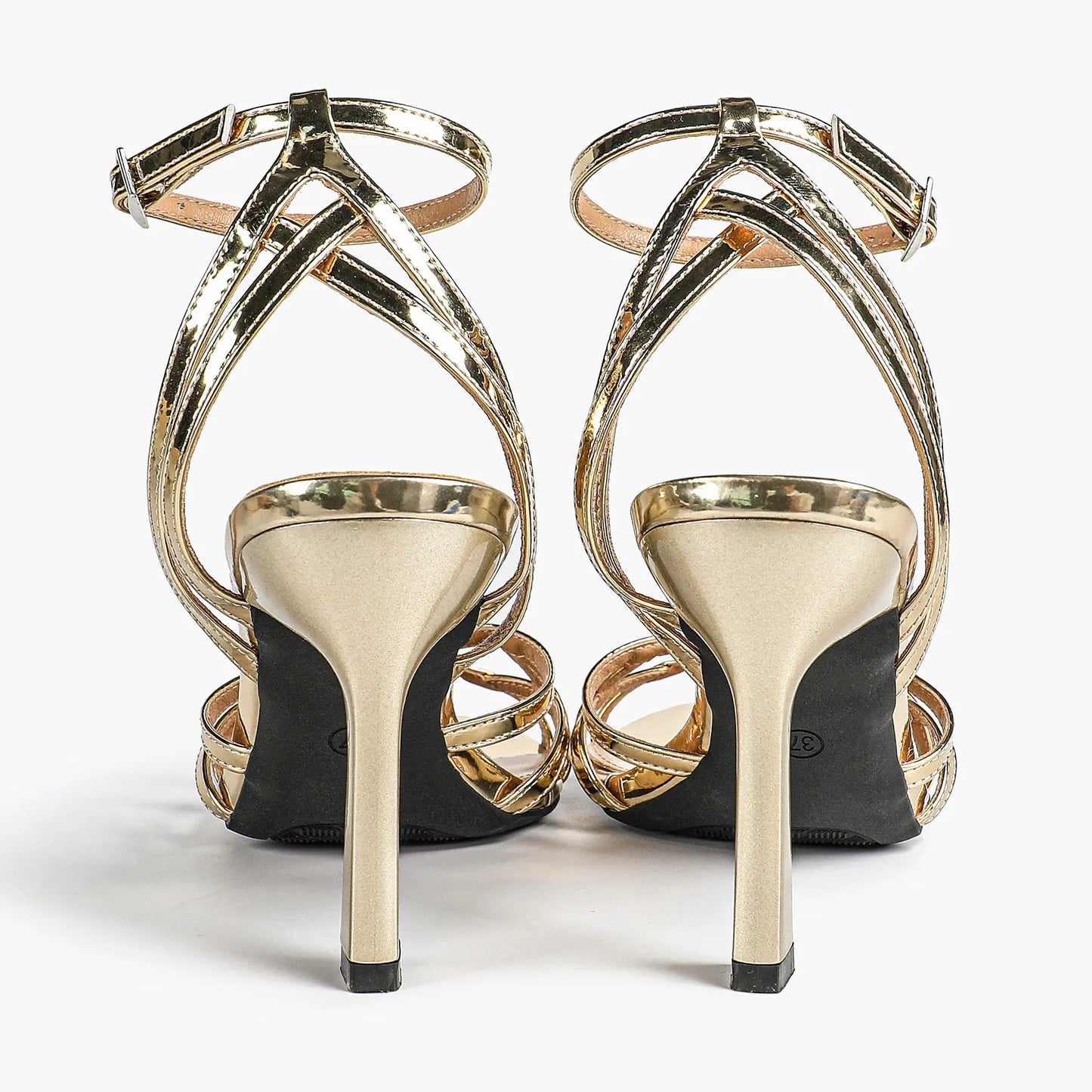 Leather Stiletto Heels for Women Open Pointed Toe Cross Ankle Strap Sandals for Wedding Party YISHIFAN