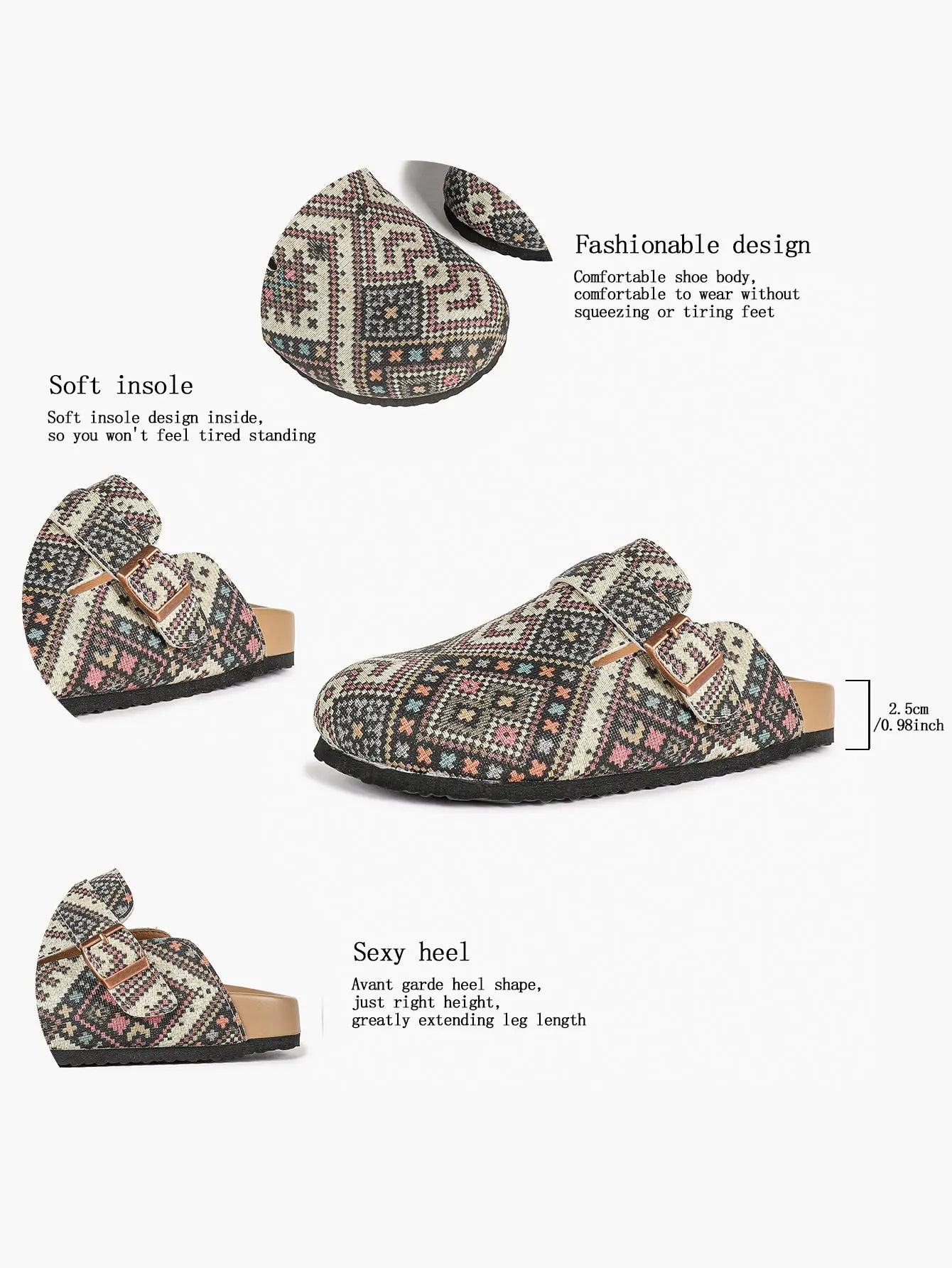 Leopard Print Faux Pony Hair Boston Clogs – Women's Closed Toe Buckle Mule with Soft Footbed YISHIFAN