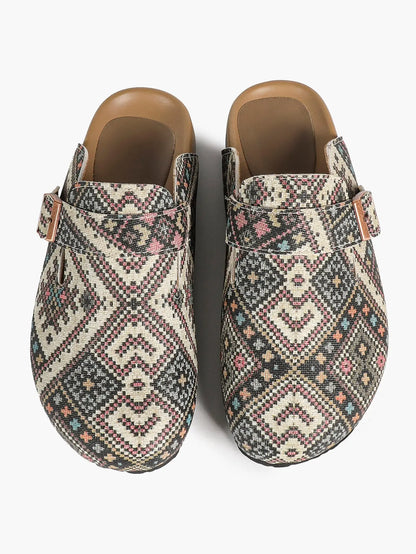 Leopard Print Faux Pony Hair Boston Clogs – Women's Closed Toe Buckle Mule with Soft Footbed YISHIFAN