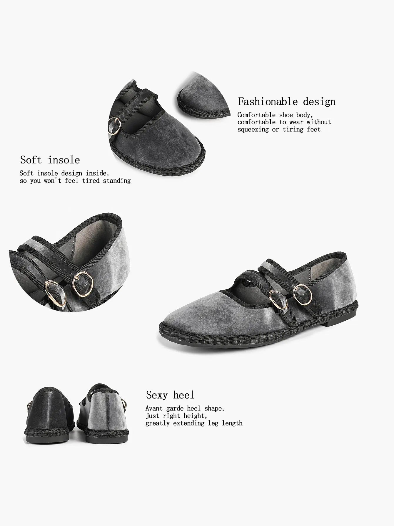 Women's Pink Suede Ballet Flats with Double Gold Buckle Cloud Comfort Insole for Casual Chic Everyday Shoes YISHIFAN