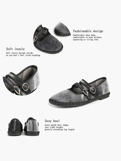 Women's Pink Suede Ballet Flats with Double Gold Buckle Cloud Comfort Insole for Casual Chic Everyday Shoes YISHIFAN
