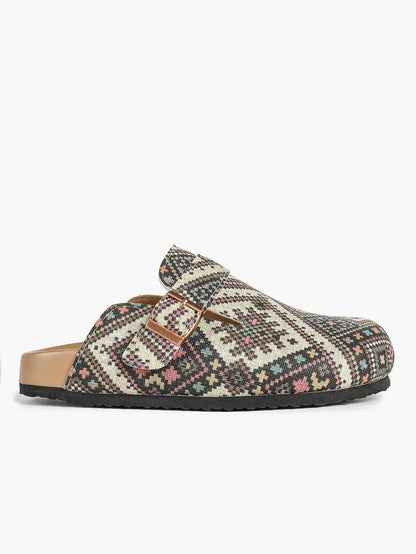 Leopard Print Faux Pony Hair Boston Clogs – Women's Closed Toe Buckle Mule with Soft Footbed YISHIFAN