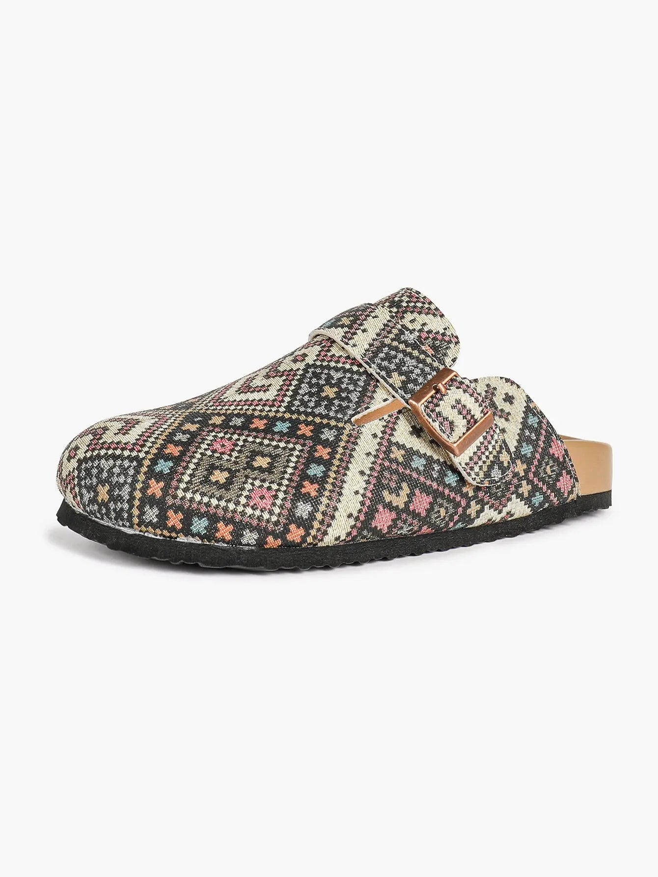 Leopard Print Faux Pony Hair Boston Clogs – Women's Closed Toe Buckle Mule with Soft Footbed YISHIFAN