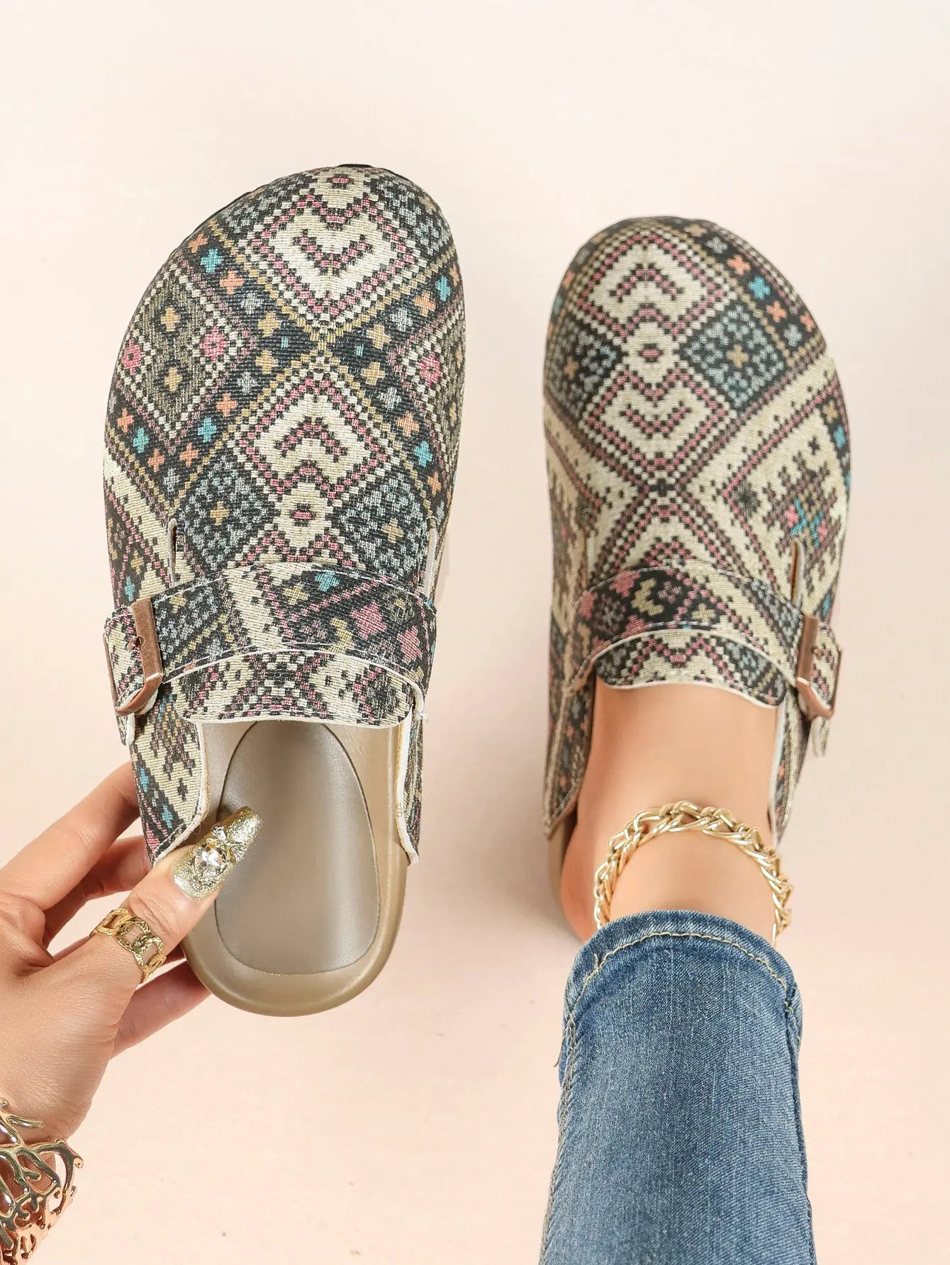 Leopard Print Faux Pony Hair Boston Clogs – Women's Closed Toe Buckle Mule with Soft Footbed YISHIFAN