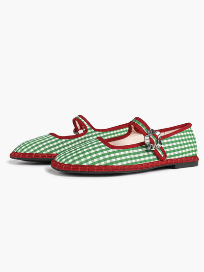 Women's Blue Mary Jane Flats with Floral Buckle Arch Support Insole for Casual Chic Everyday Shoes YISHIFAN