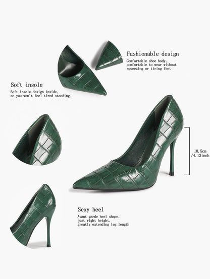 Women's Stiletto Heels Closed Sharp Pointed Toe Classic Wedding Party Dress Pump Shoes YISHIFAN