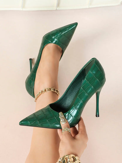 Women's Stiletto Heels Closed Sharp Pointed Toe Classic Wedding Party Dress Pump Shoes YISHIFAN