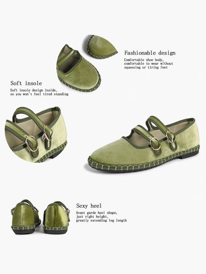 Women's Pink Suede Ballet Flats with Double Gold Buckle Cloud Comfort Insole for Casual Chic Everyday Shoes YISHIFAN