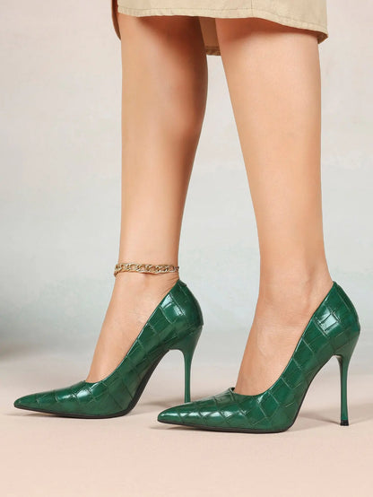 Women's Stiletto Heels Closed Sharp Pointed Toe Classic Wedding Party Dress Pump Shoes YISHIFAN