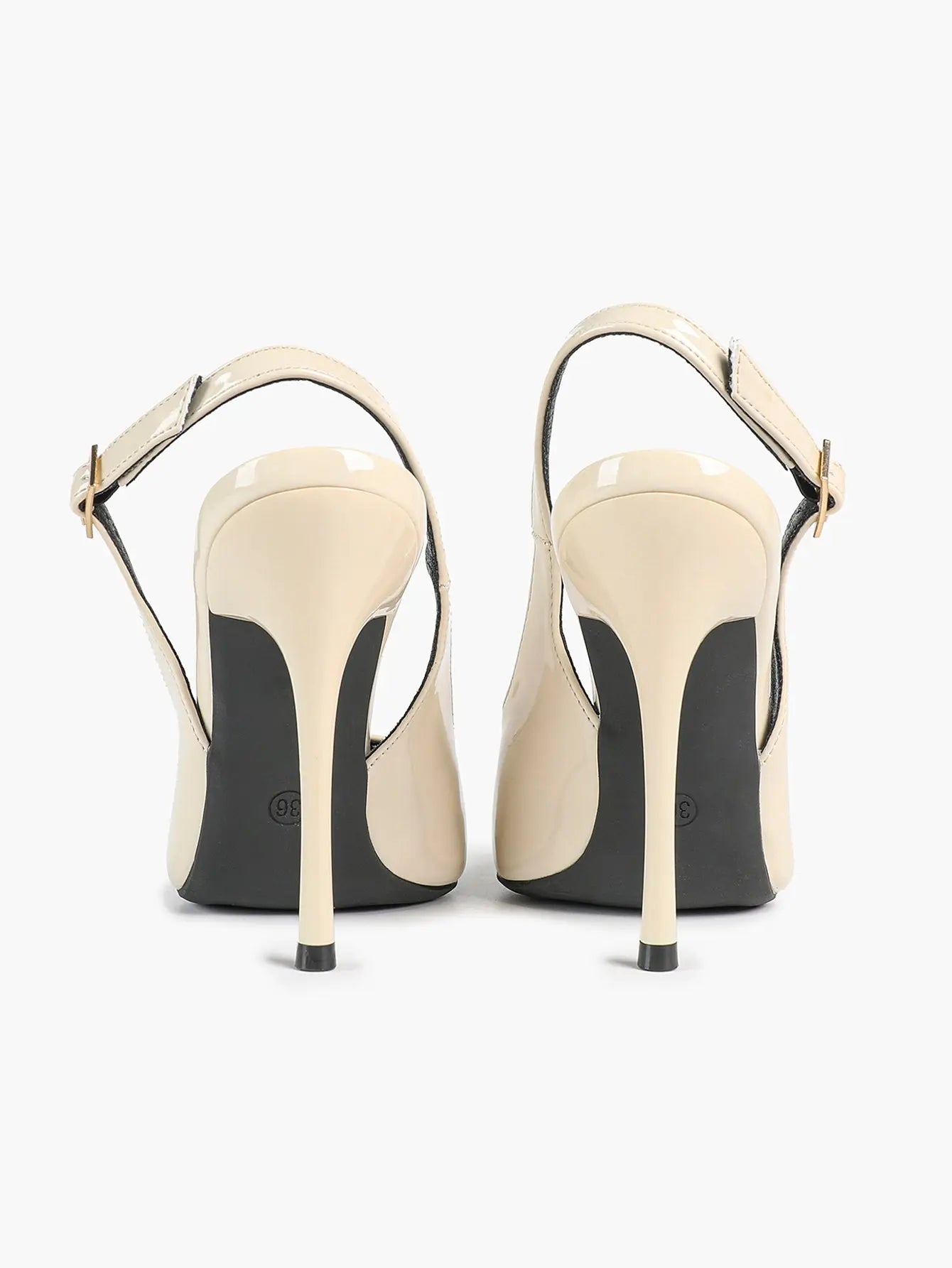 Women's Nude Slingback Heels Pointed Toe Stiletto Heel with Adjustable Strap Golden Buckle YISHIFAN