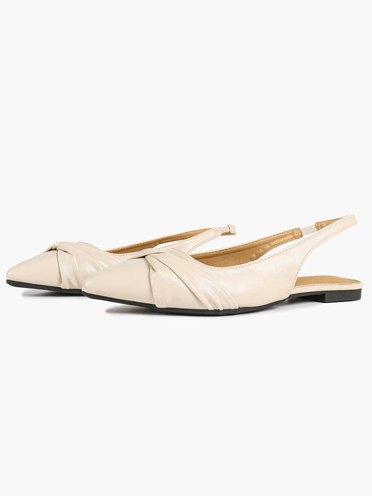 Women Slingback Flats Pointed Toe Flat Shoes Strap Buckle Satin Flats Dressy Party Work Shoes YISHIFAN