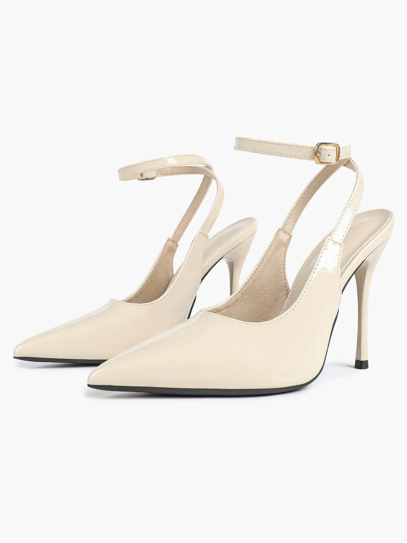 Women's Leather Pointed Toe Closed Toe Ankle Strap Heels Dress Shoes for Wedding Party Office YISHIFAN