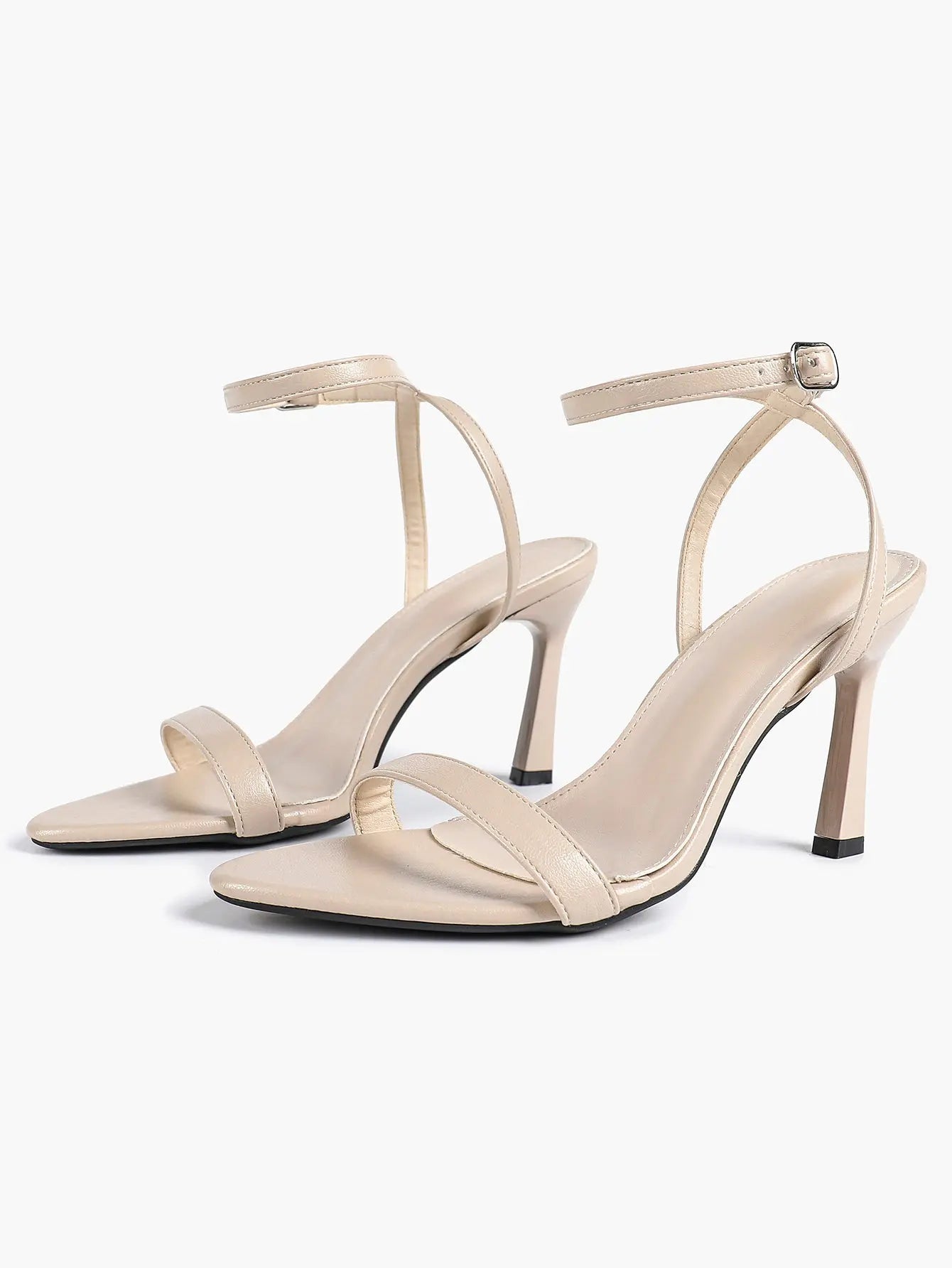 Women Leather High-Heel Sandals Pointed Toe Open Back Stiletto Heels Office Dress Shoes YISHIFAN