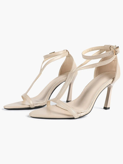 Women's Pointed Toe High-Heel Sandals Y-Strap Adjustable Ankle Strap Wedding Party Shoes YISHIFAN