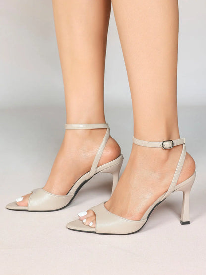 Women Leather High-Heel Sandals Peep-Toe Stiletto Heels Wedding Party Evening Dress Shoes YISHIFAN