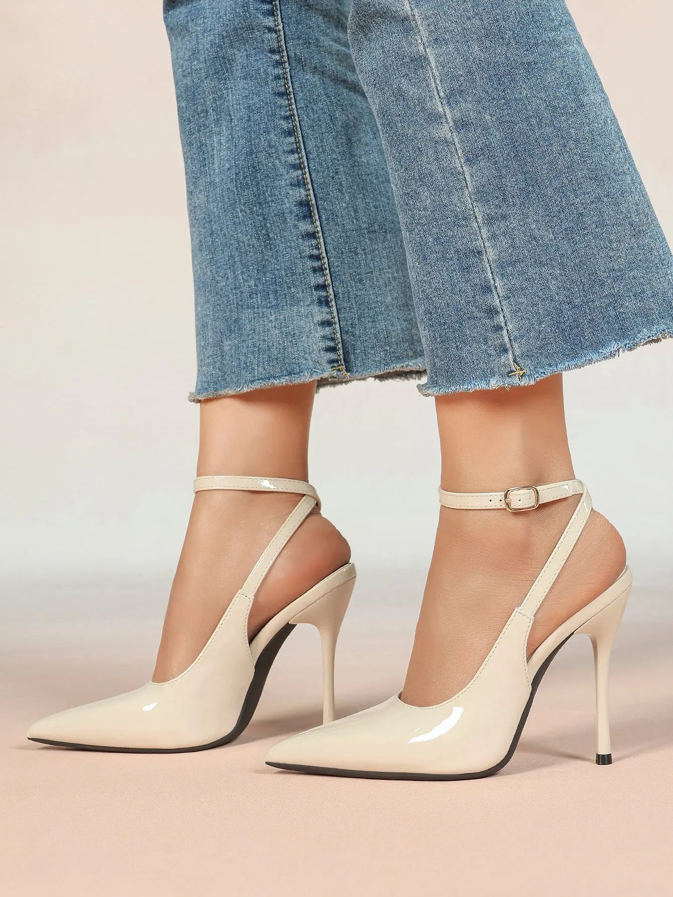 Women's Leather Pointed Toe Closed Toe Ankle Strap Heels Dress Shoes for Wedding Party Office YISHIFAN
