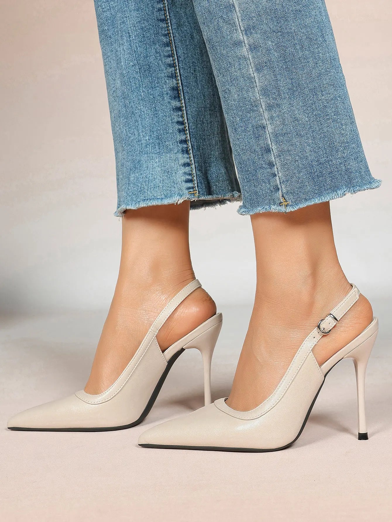 Women's High-Heel Sandals Closed Pointed Toe Slingback Stiletto Heels for Wedding Party YISHIFAN
