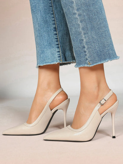 Women's High-Heel Sandals Closed Pointed Toe Slingback Stiletto Heels for Wedding Party YISHIFAN