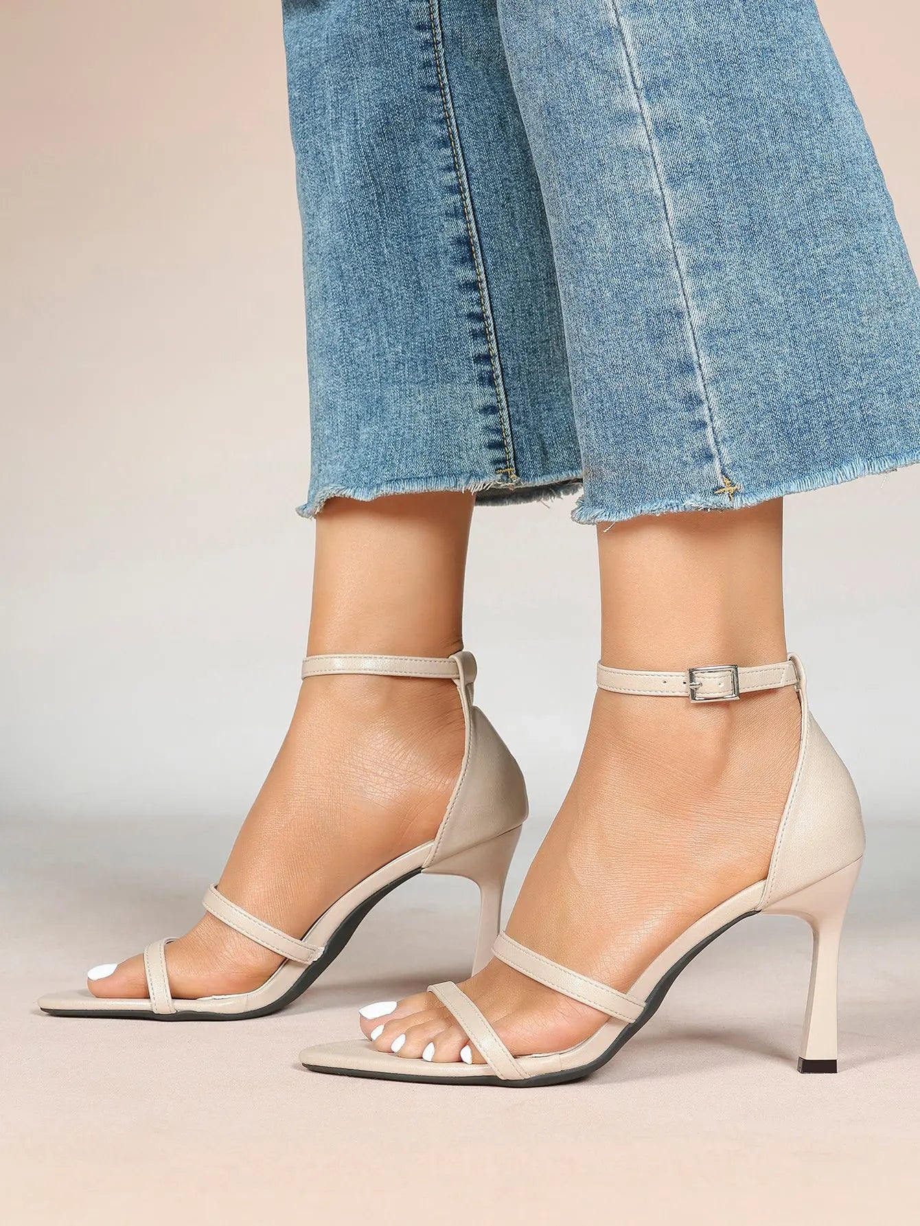 Women's High Stilettos Heels Open Toe Pointed Sandals Ankle Strap Pumps Dress Shoes Party Work Heeled Sandals YISHIFAN