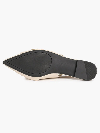 Women Slingback Flats Pointed Toe Flat Shoes Strap Buckle Satin Flats Dressy Party Work Shoes YISHIFAN