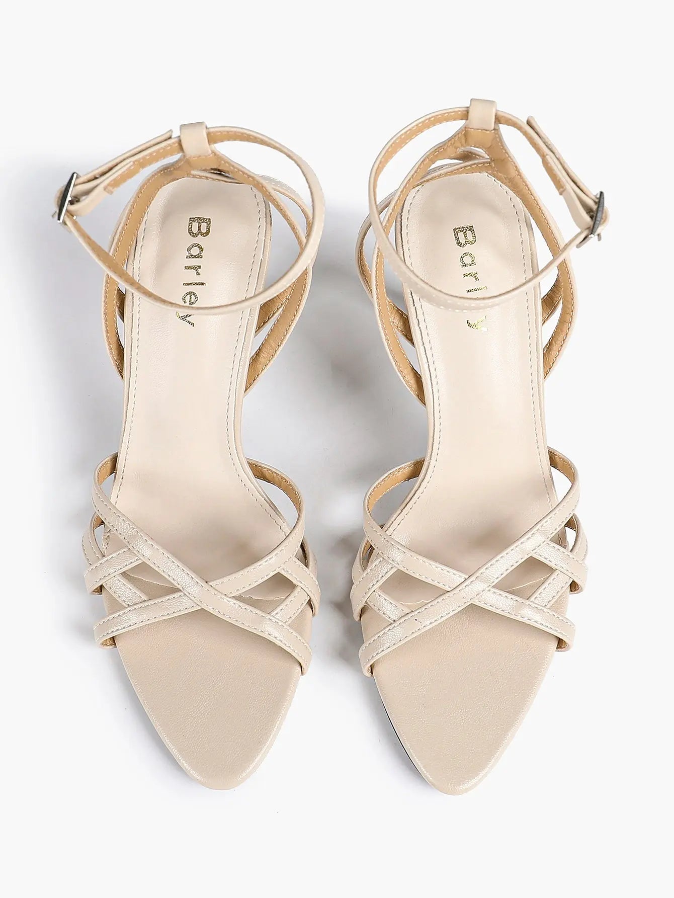 Leather Stiletto Heels for Women Open Pointed Toe Cross Ankle Strap Sandals for Wedding Party YISHIFAN