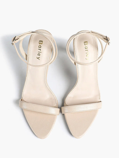 Women Leather High-Heel Sandals Pointed Toe Open Back Stiletto Heels Office Dress Shoes YISHIFAN