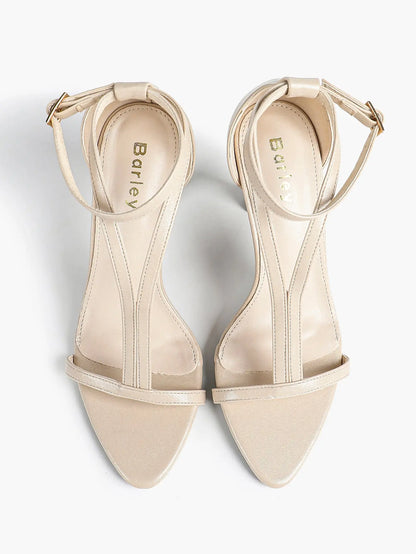 Women's Pointed Toe High-Heel Sandals Y-Strap Adjustable Ankle Strap Wedding Party Shoes YISHIFAN