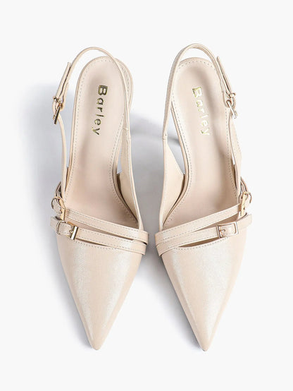 Women's High-Heel Sandals Closed Pointed Toe Slingback Heels Ankle Strap Stiletto Heels Elegant YISHIFAN