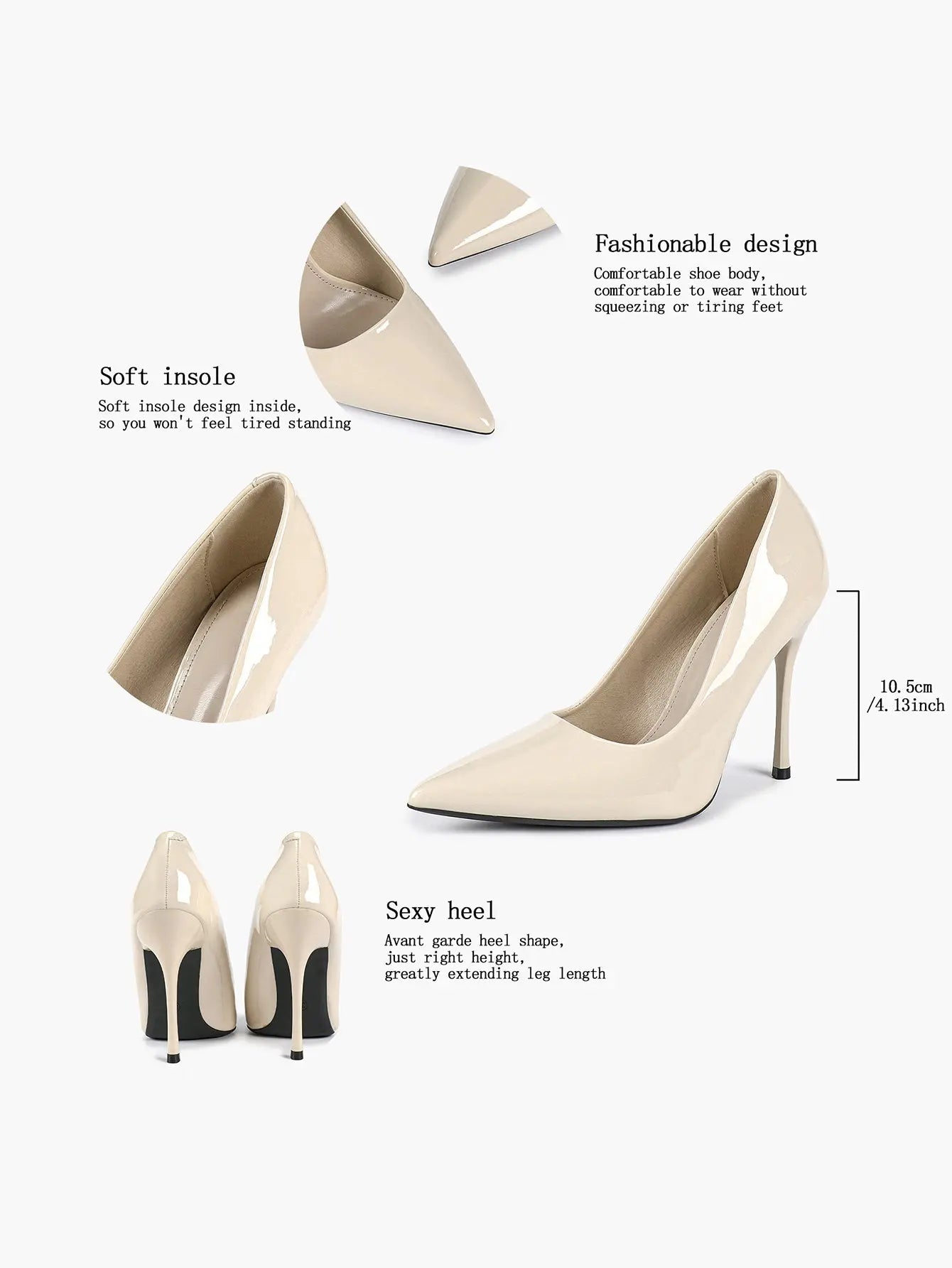 Women's Closed Pointed Toe Classic Stiletto Heels for Wedding Party Evening Dress Shoes YISHIFAN