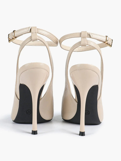 Women's Dark Brown Ankle Strap Pointed Toe High-Heel Sandals Wedding Party Evening Dress Shoes YISHIFAN
