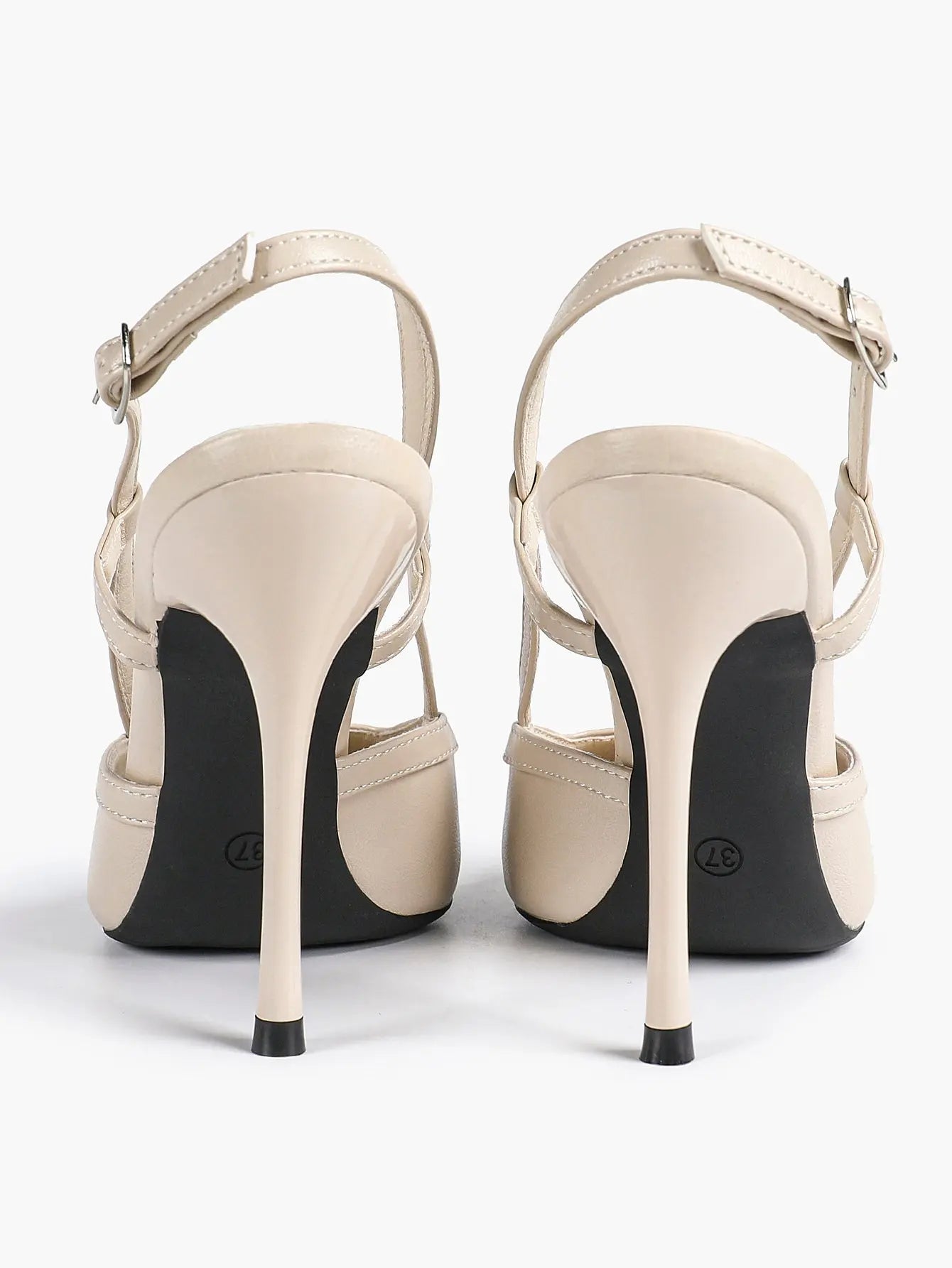 Women's Black Leather High-Heel Sandals Pointed Toe Stiletto Heels Office with for Wedding Party YISHIFAN