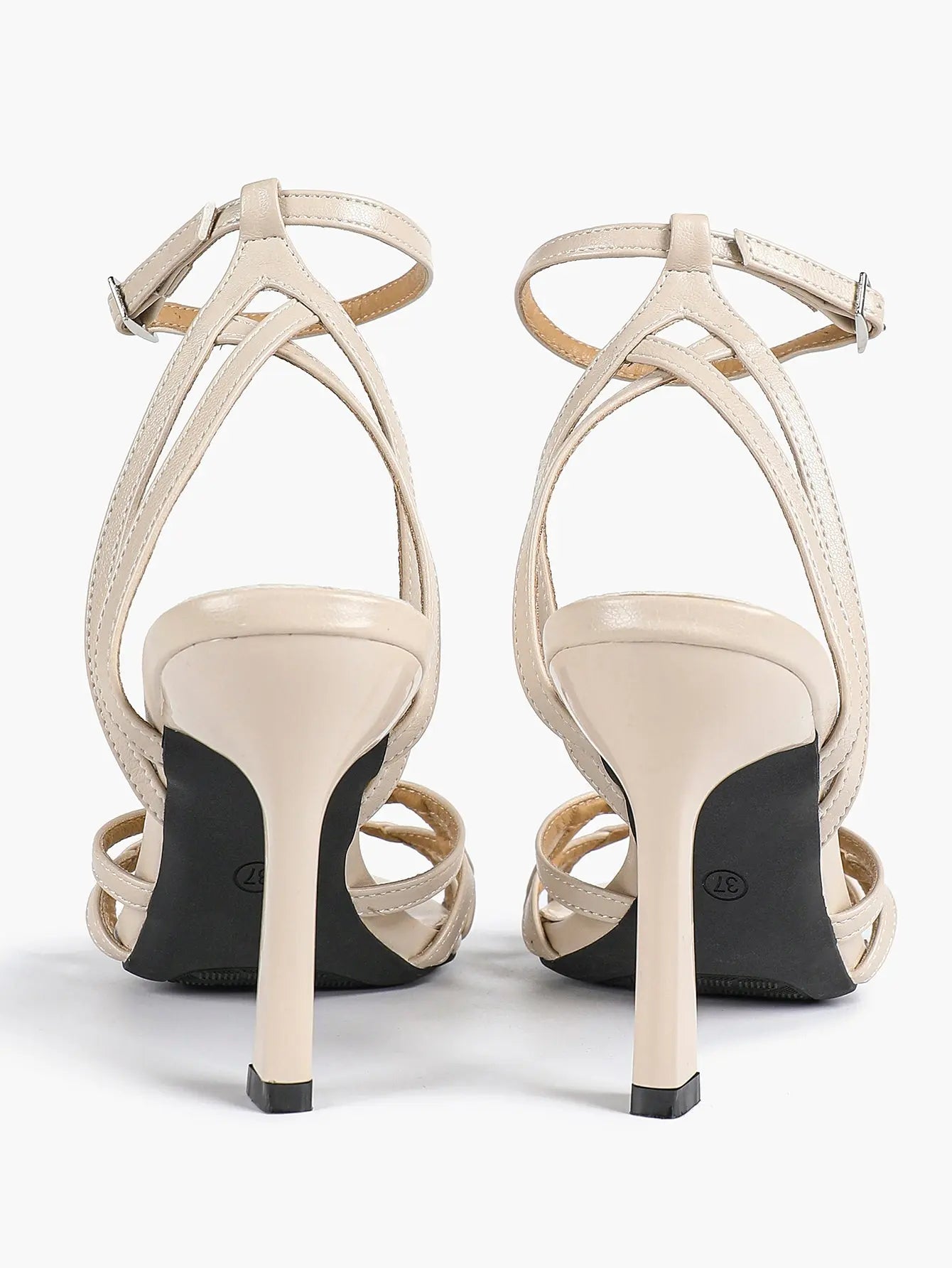 Leather Stiletto Heels for Women Open Pointed Toe Cross Ankle Strap Sandals for Wedding Party YISHIFAN