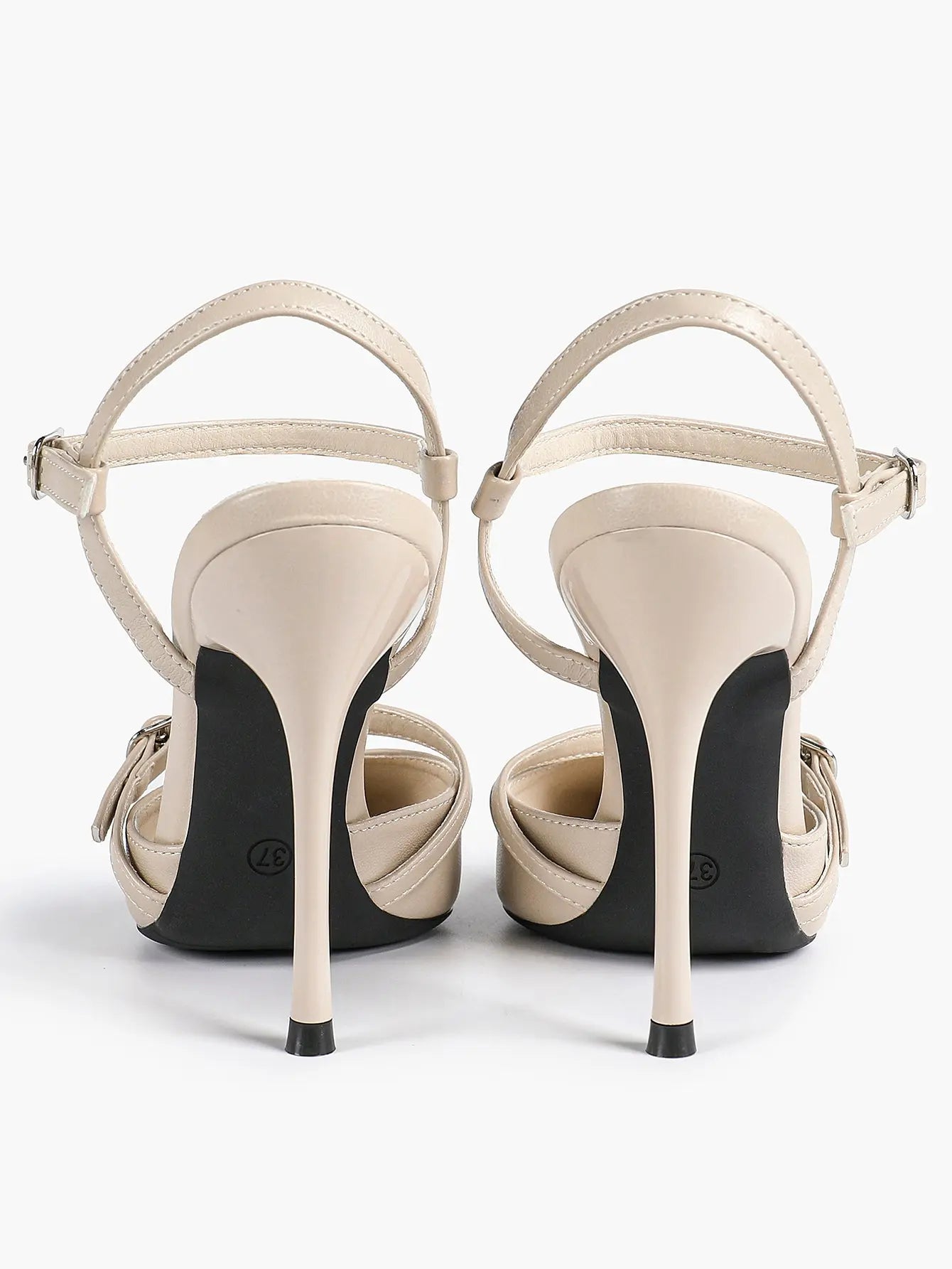 Women's Ivory Leather High-Heel Stiletto Pointed Toe Ankle Strap Sandals Sexy Wedding Party Evening Dress Shoes YISHIFAN
