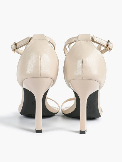 Women's Pointed Toe High-Heel Sandals Y-Strap Adjustable Ankle Strap Wedding Party Shoes YISHIFAN