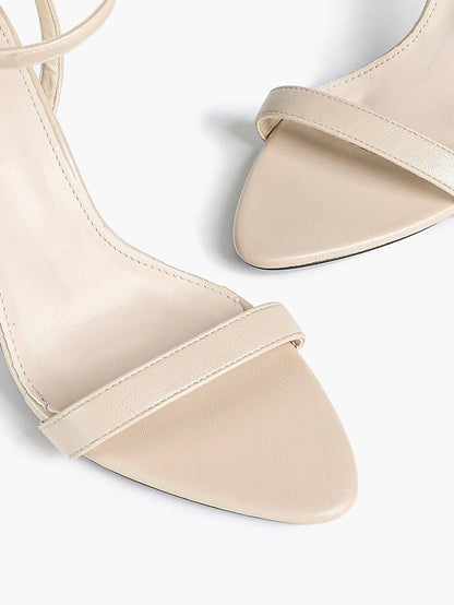 Women Leather High-Heel Sandals Pointed Toe Open Back Stiletto Heels Office Dress Shoes YISHIFAN