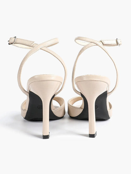 Women Leather High-Heel Sandals Peep-Toe Stiletto Heels Wedding Party Evening Dress Shoes YISHIFAN