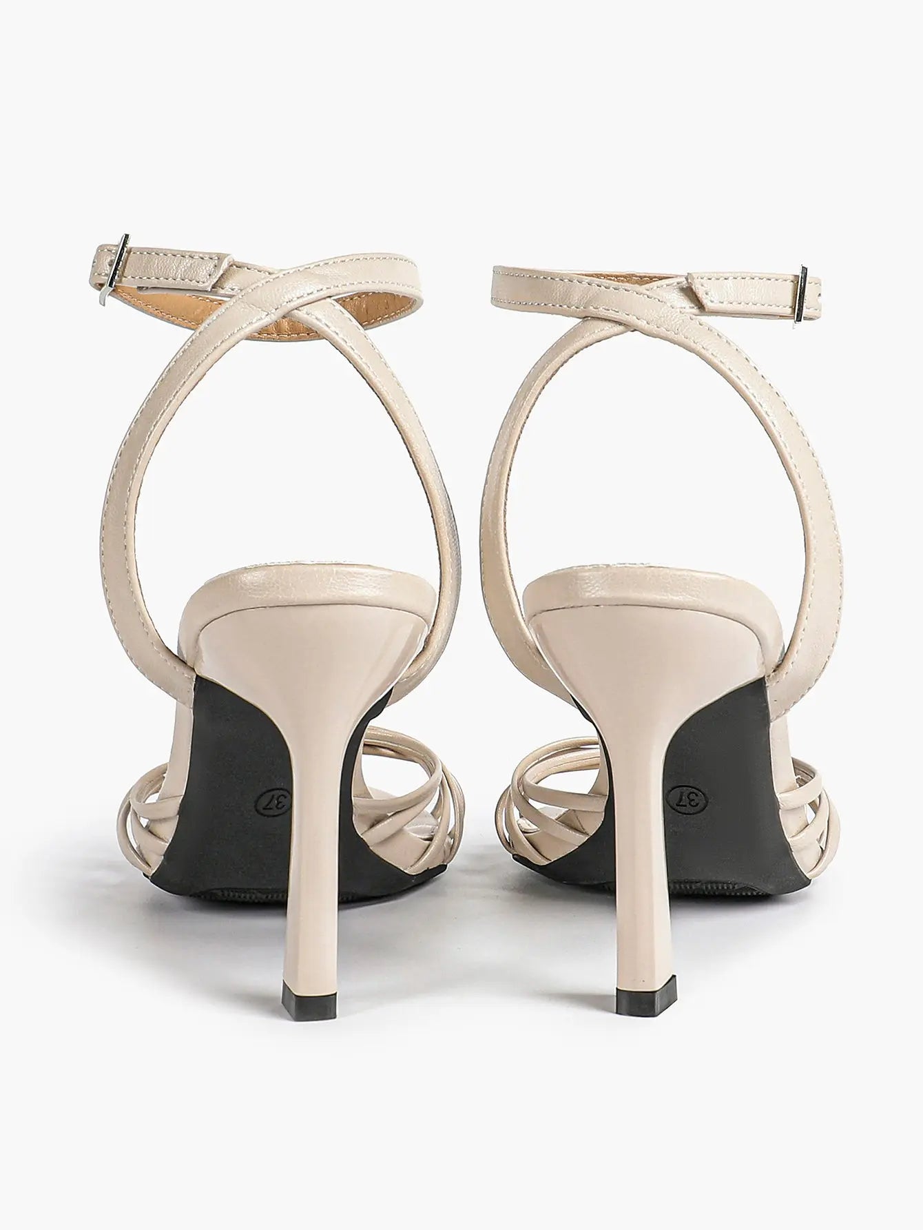 Women's Black Stiletto Heels 3.54 Inch Crisscross Strap Sandals Wedding Party Evening Dress Shoes YISHIFAN