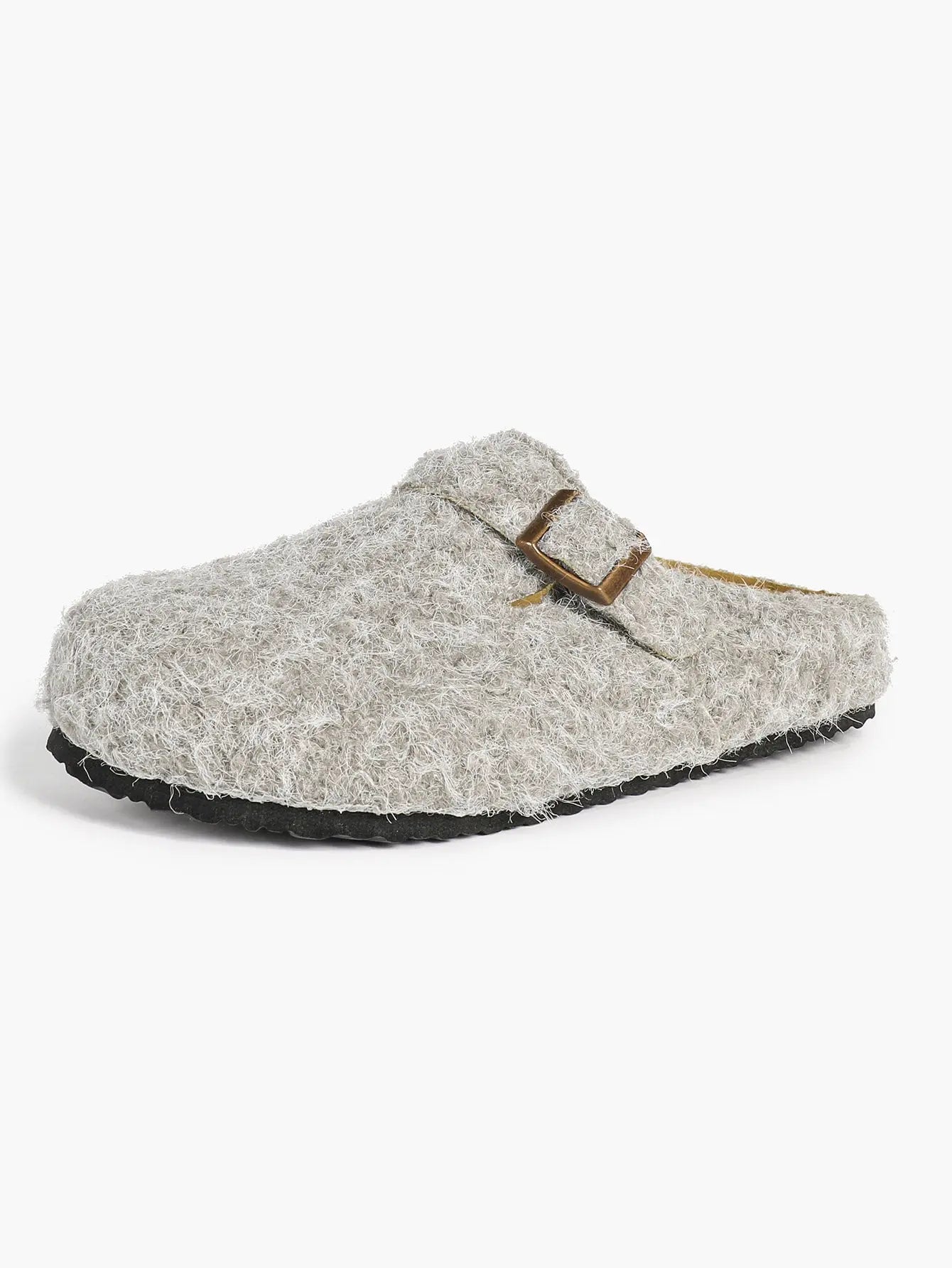 Black & White Tweed Fringe Boston Clogs – Women's Closed Toe Buckle Mule in Chanel-Style Fabric YISHIFAN