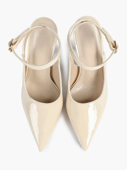Women's Leather Pointed Toe Closed Toe Ankle Strap Heels Dress Shoes for Wedding Party Office YISHIFAN