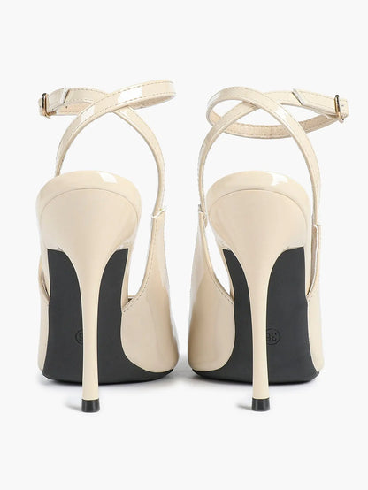 Women's Leather Pointed Toe Closed Toe Ankle Strap Heels Dress Shoes for Wedding Party Office YISHIFAN