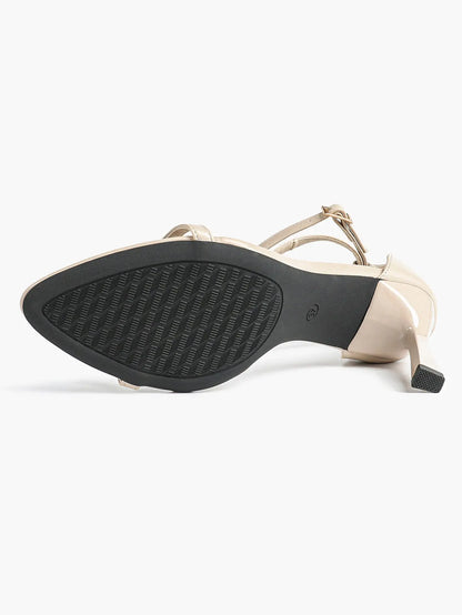 Women's Pointed Toe High-Heel Sandals Y-Strap Adjustable Ankle Strap Wedding Party Shoes YISHIFAN