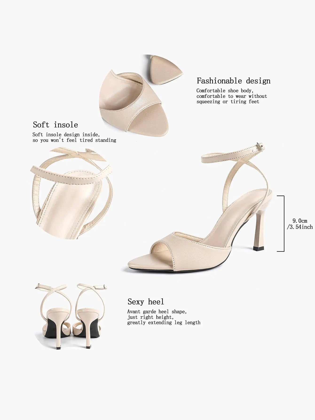 Women Leather High-Heel Sandals Peep-Toe Stiletto Heels Wedding Party Evening Dress Shoes YISHIFAN