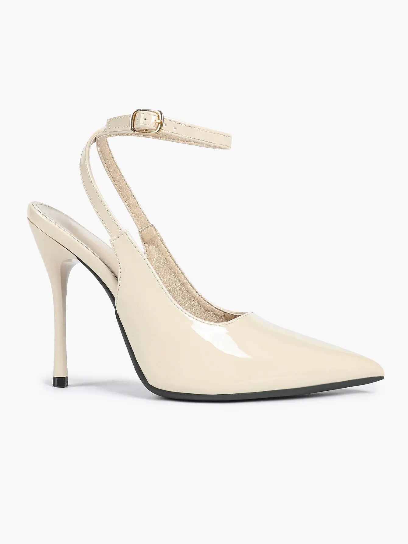 Women's Leather Pointed Toe Closed Toe Ankle Strap Heels Dress Shoes for Wedding Party Office YISHIFAN