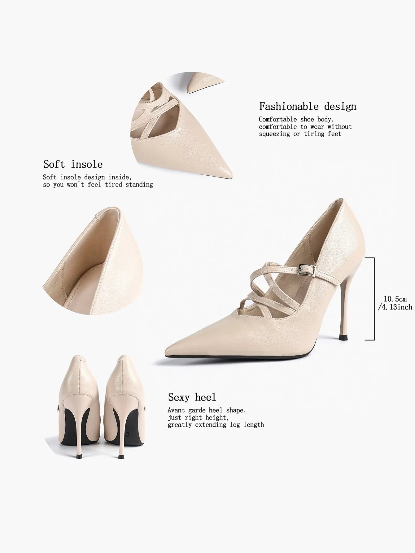 Burgundy Leather Stiletto Heels Sharp Pointed Toe Cross Strap Pump 4.13 INCH for Party Wedding Shoes YISHIFAN