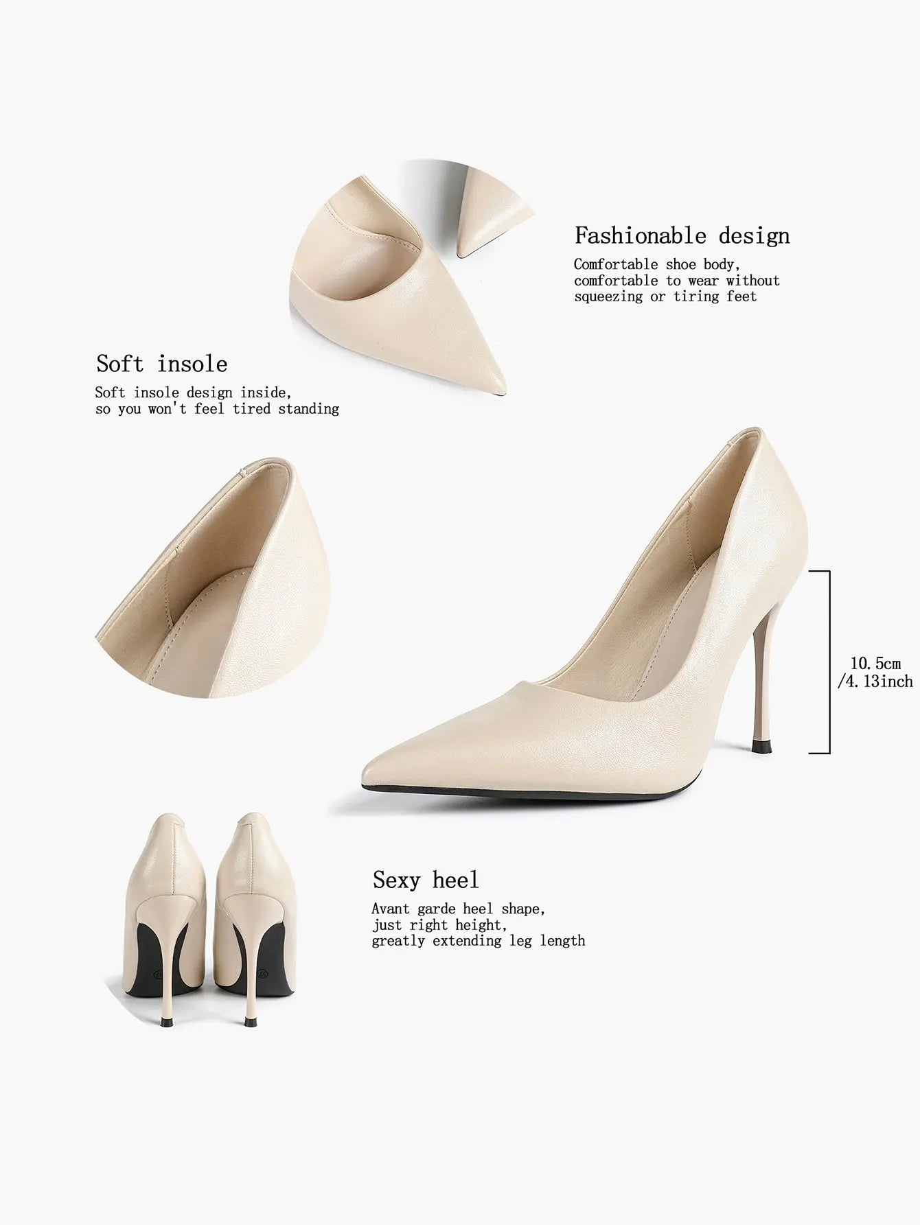 Women's Stiletto Heels Closed Sharp Pointed Toe Classic Wedding Party Dress Pump Shoes YISHIFAN