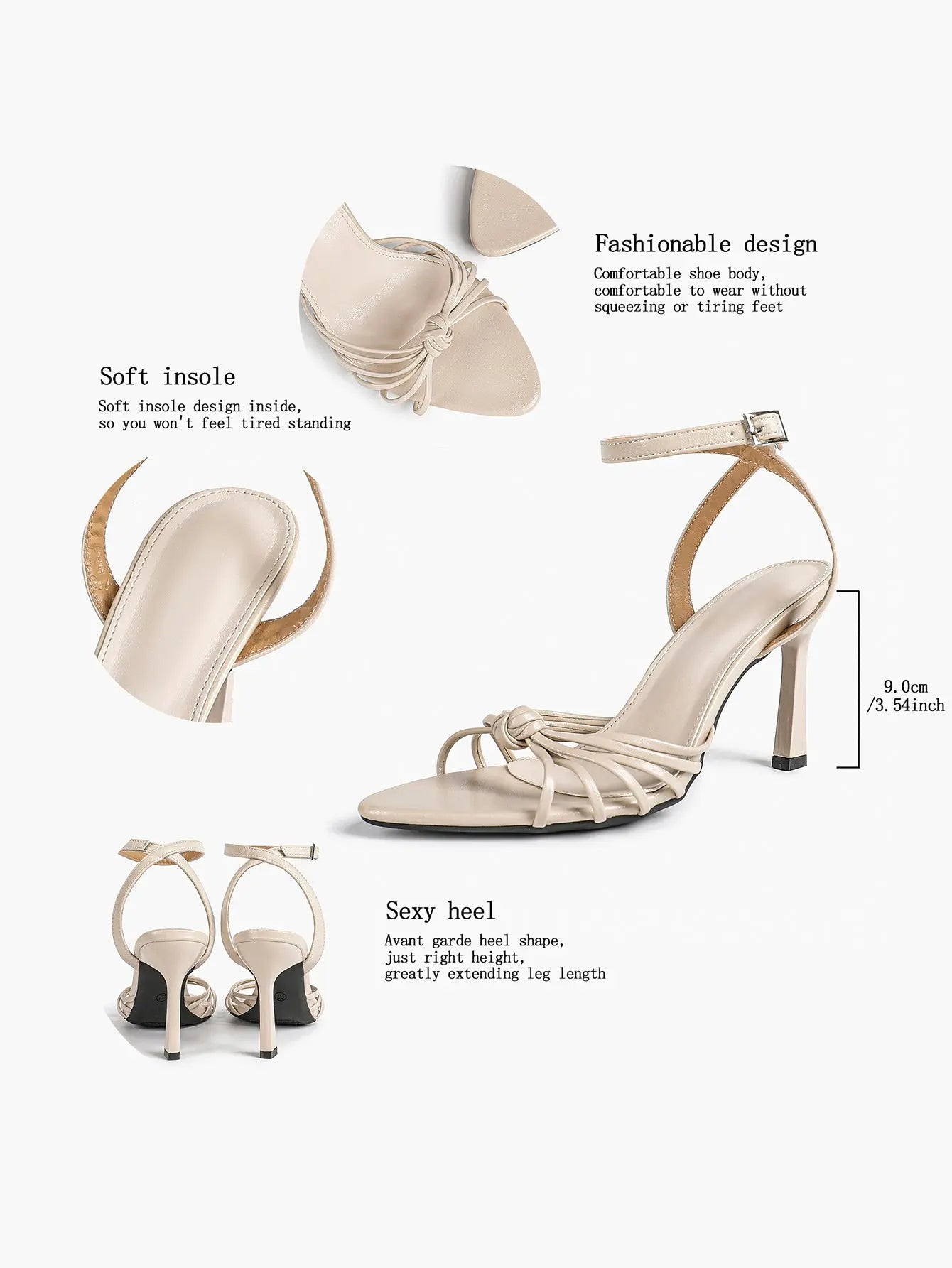 Women's Black Stiletto Heels 3.54 Inch Crisscross Strap Sandals Wedding Party Evening Dress Shoes YISHIFAN